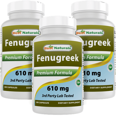 3 Pack Best Naturals Fenugreek Seed 610 mg 180 Capsules (Total 540 Capsules)