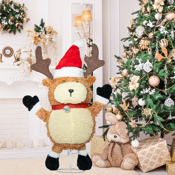 Christmas Reindeer Outdoor Lighted Decoration, 3.2 FT Xmas Warm LED Lights Elk Moose Outside Decor, Plug in Outdoor Holiday Decorations for Home, Yard, Garden