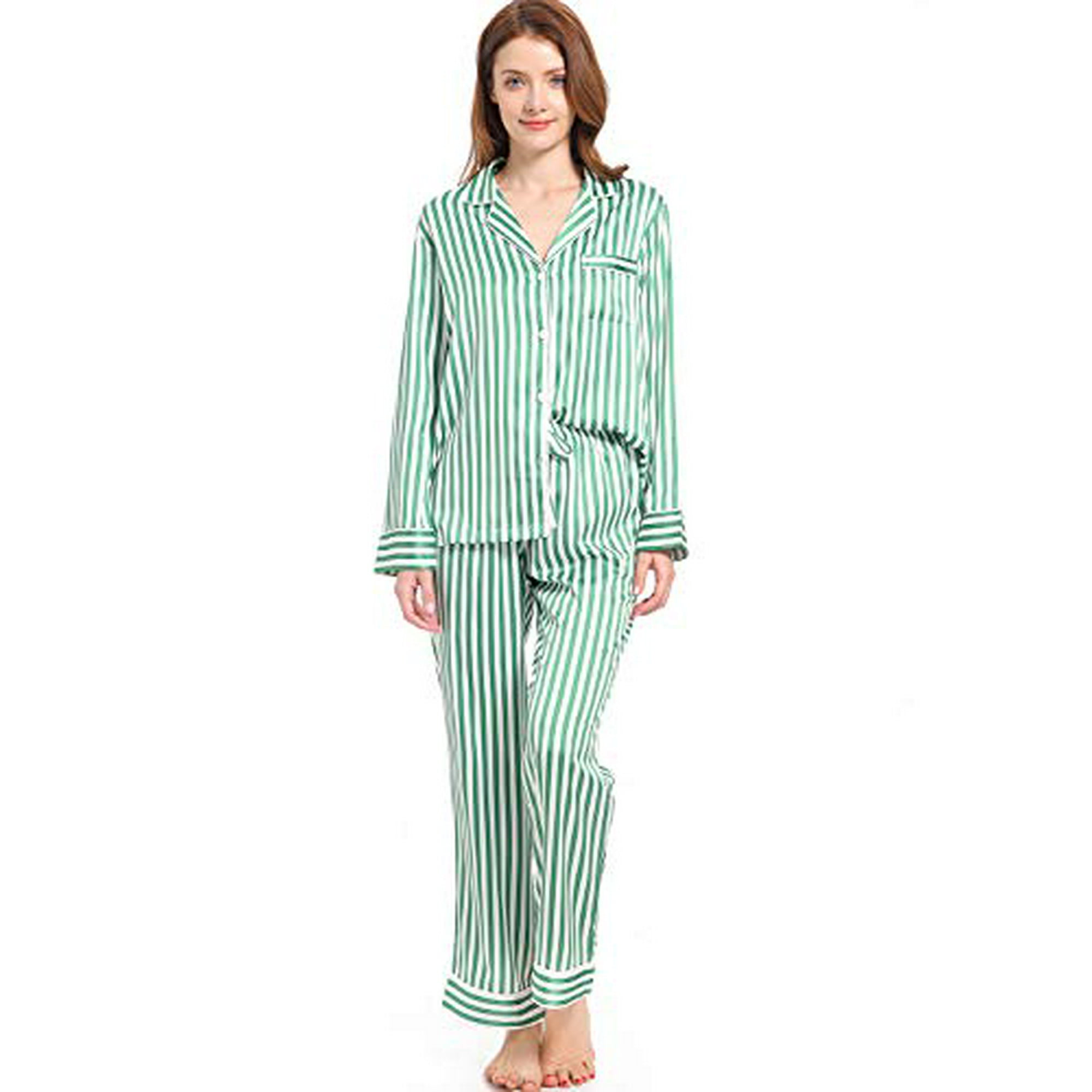Serenedelicacy Women s Satin Pajama Set Long Sleeve Button Sleepwear 2 Piece Pj Lounge Set