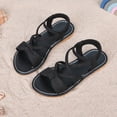thumbnail image 2 of TOWED22 Girls Sandals Open Toe Summer Flats Dress Sandals Shoes Toddler/Little Kid/Big Kid Black,12, 2 of 6
