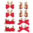 thumbnail image 1 of Paquete de 8 adornos navideños para el cabello de color rojo, tiara navideña, lazos de lentejuelas navideñas, lazos para el cabello de color cervatillo, 1 of 4
