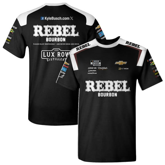 Men's Richard Childress Racing Team Collection  Black Kyle Busch Rebel Bourbon Uniform T-Shirt