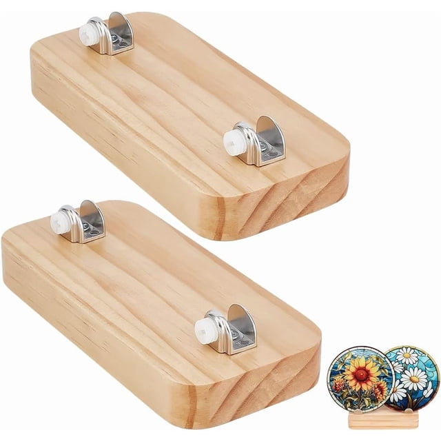 Soporte de madera para exhibir piezas de vitral de 5.9" (15 cm), base rústica para arte en vidrio fusionado, soporte decorativo para platos, caballete