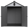 thumbnail image 6 of 6 x 8 FT Plastic Outdoor Storage Shed with Floor, Resin Shed with Lockable Door for Garden, Backyard, Tool Storage Use, Easy to Install, Black+Grey, 6 of 8
