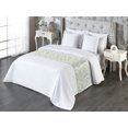 thumbnail image 3 of Leaves Bed Runner, Simple Jungle Leaf Pattern Botanical Hawaiian Flora Aloha Boho Nature Print, Decorative Accent Bedding Scarf for Hotels Homes & Guest Rooms, Queen, Pastel Green White, by Ambesonne, 3 of 3