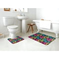 thumbnail image 4 of Honeii Hawaii Palms Pattern Bathroom Anti-Skid Pad Bathroom Mat Vintage Seamless Pattern Not-Slip Toilet Rug Set, 4 of 6