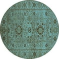 thumbnail image 1 of Ahgly Company Indoor Round Oriental Light Blue Industrial Area Rugs, 6' Round, 1 of 4