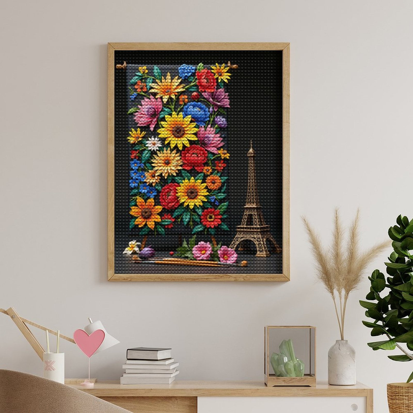 Diamond Art Kits for Adults, Colorful Floral Canvas Parisian Charm 5D Diamond Painting Kits for Adults Beginners, DIY Full Drill Diamond Painting, Gem Art and Crafts 12x16