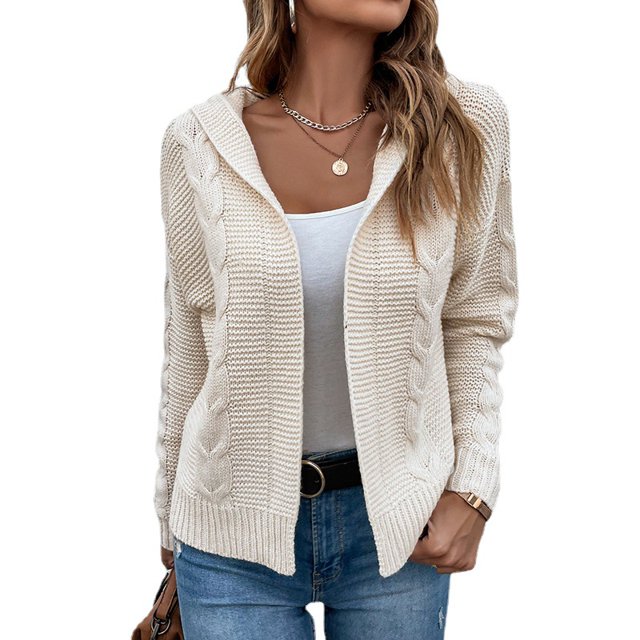 REDHOTYPE Cardigan à Col Rond pour Femme, Chandail Ample Décontracté Uni à Manches Longues