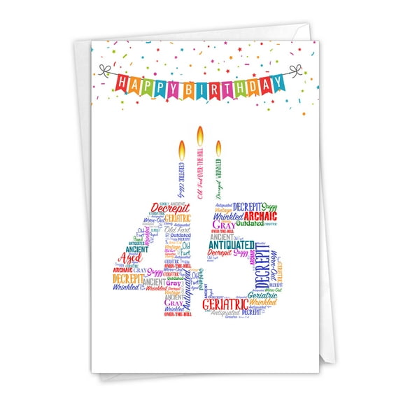 1 Funny Birthday Card with Envelope - Word Cloud Milestones 45 C9412MBG