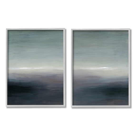 Stupell Industries Dark Horizon Landscape Scene Painting Gray Framed Art Print Wall Art, Set of 2, Design by Grace Popp