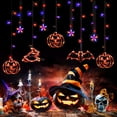 thumbnail image 4 of Uanit Halloween Lights Decorations, Halloween Window Lights Orange Pumpkin Green Bat Purple Witch, Light up Decorations with Suction Cup & Hooks, Battery Operated Cute Halloween Decor Indoor Party, 4 of 5