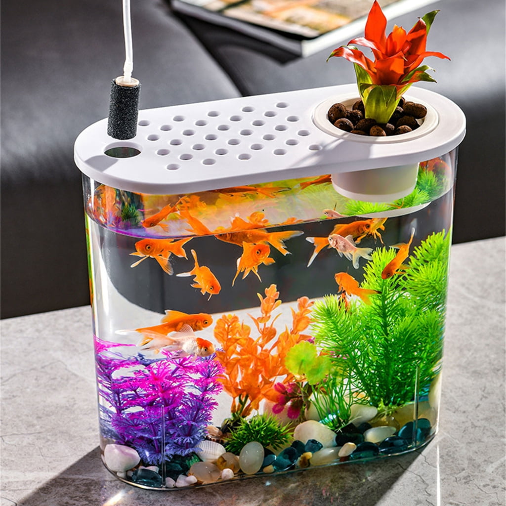FishTank Hydroponics Desktop Plant Terrarium Desktop Clear Table Fish Bowl Desktop Aquarium Aquaponic Planter Tanks