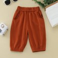 thumbnail image 5 of TOOYOU Boys Pants Toddler Baby Pull On Cotton Shorts Kids Summer Knee Length Elastic Waist Harem Pants With Pockets Size 2-3 Years , Orange, 5 of 9