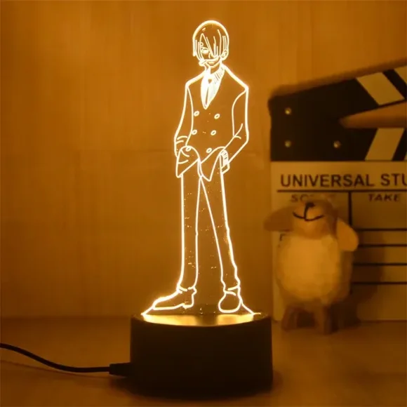 One Piece Roronoa Zoro Luffy Anime Night Lights Action Figure 3D LED Table Lampe Toys Doll Usopp Sanji Chopper Hancock Xmas Gift