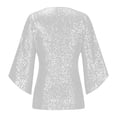 thumbnail image 6 of JGNGSHN Womens Sparkly Sequin Tops Dressy 3/4 Sleeve V Neck Wrap Shimmer Glitter Blouse for Evening Party Club Cocktail White XXXL, 6 of 7