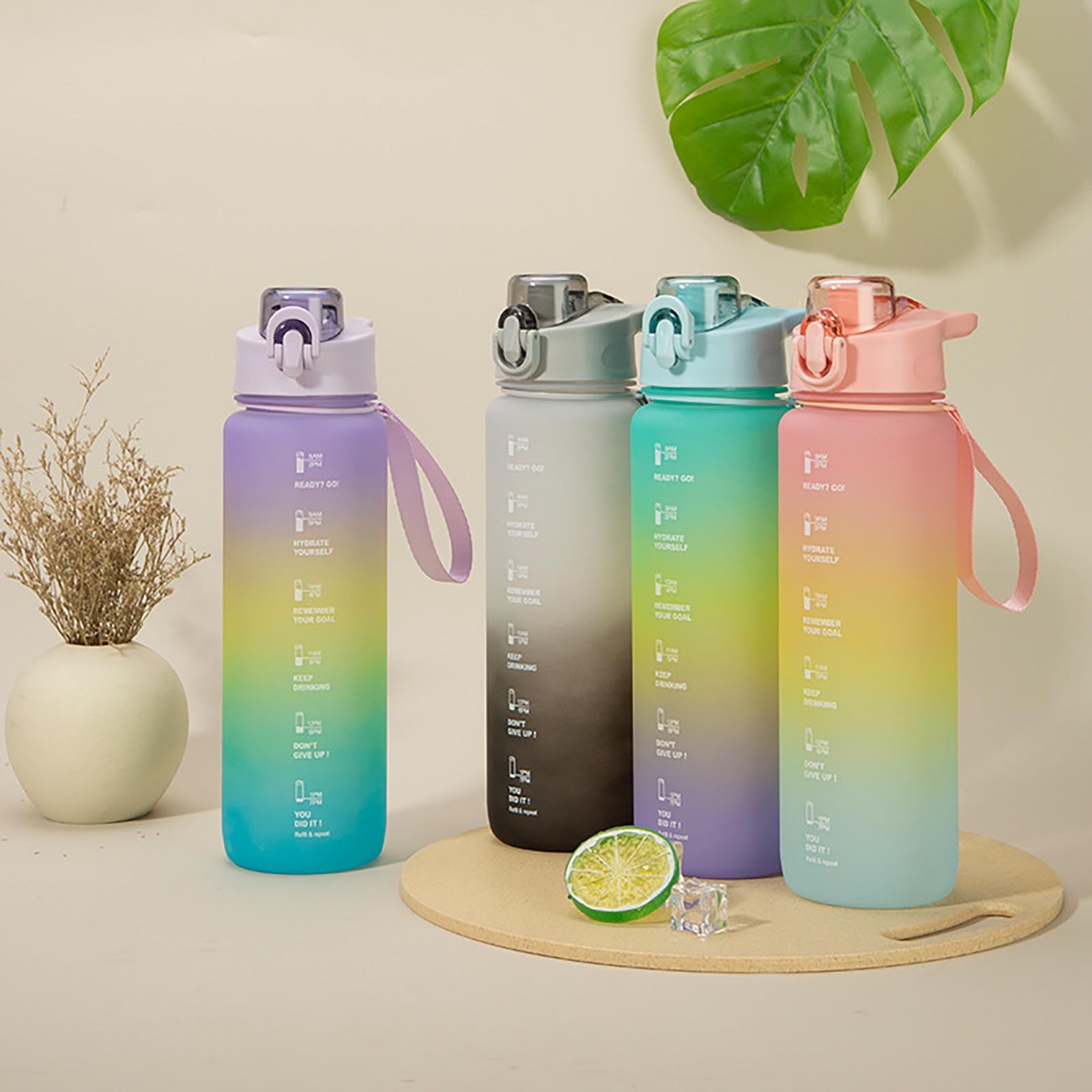 SDJMa Time Marked Cute Water Bottles For Women And Men, BPA Free Frosted &  Aesthetic Sport Water Bottle With Time Marker, Water Bottle 1 Liter | 32 Oz