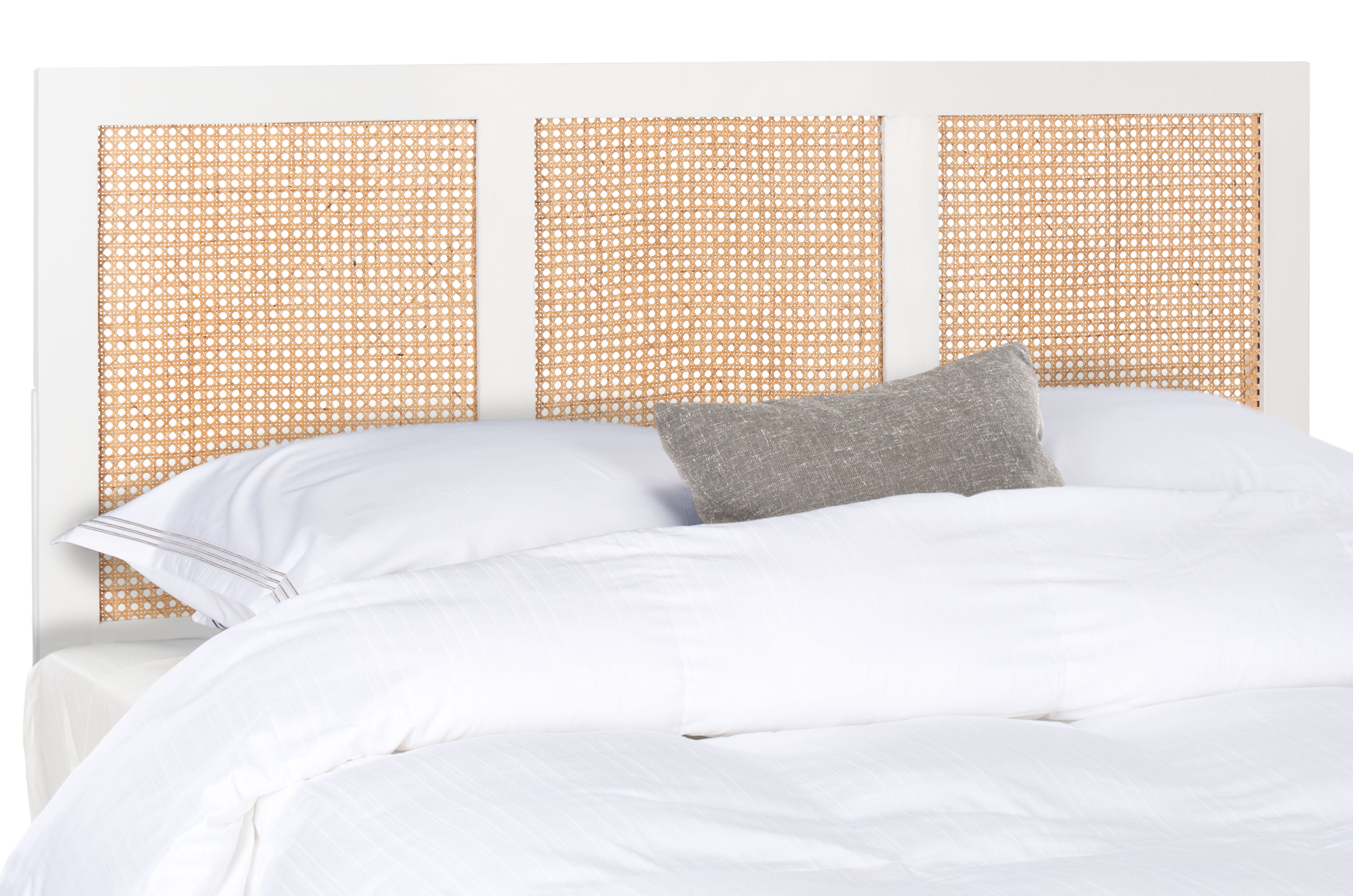 SAFAVIEH Vienna Cane Farmhouse Wood Headboard, Full, White Wash