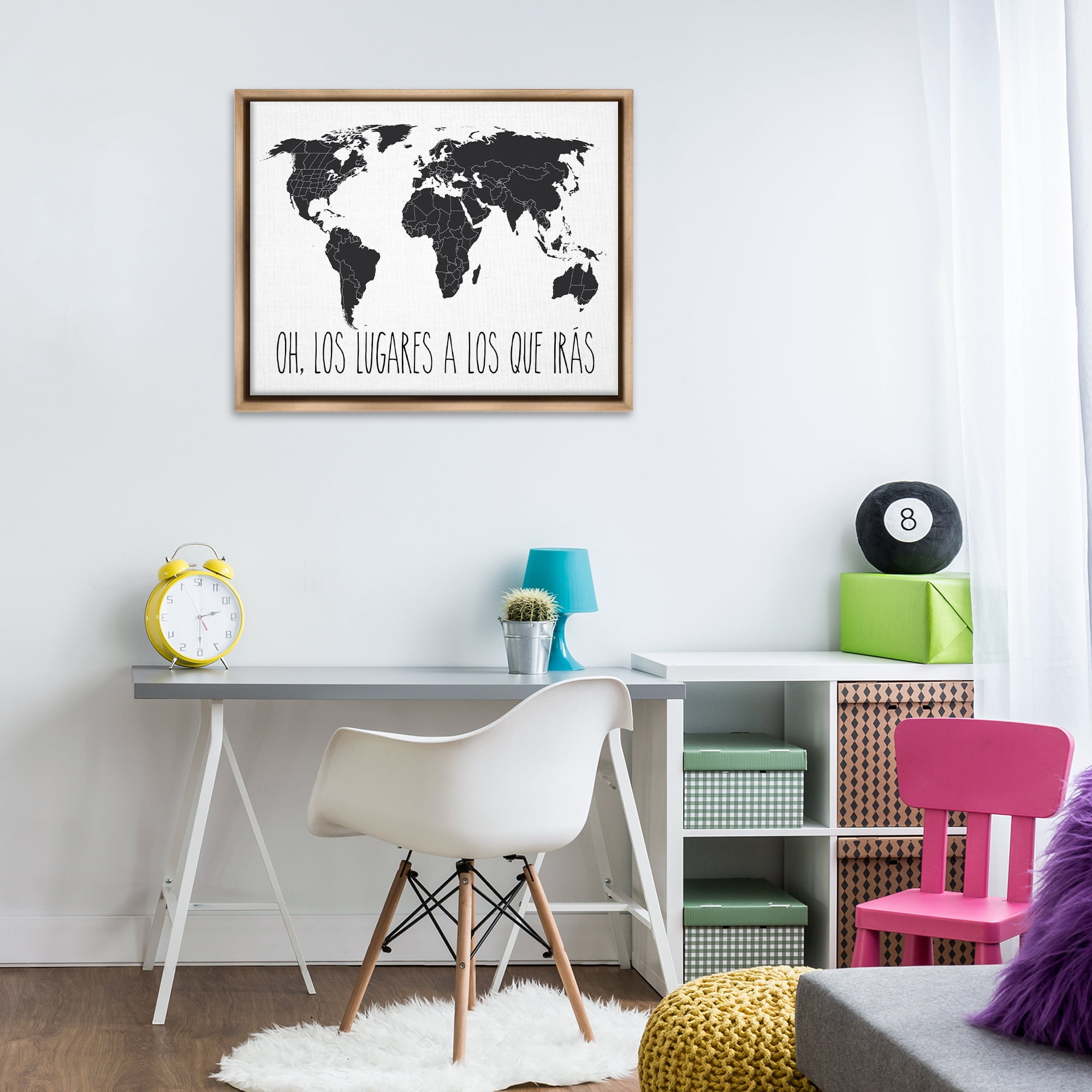 Stupell Industries Los Lugares a Los Que Iras Inspirational Quotes & Sayings Painting Brown Floater Framed Art Print Wall Art, 31 x 25