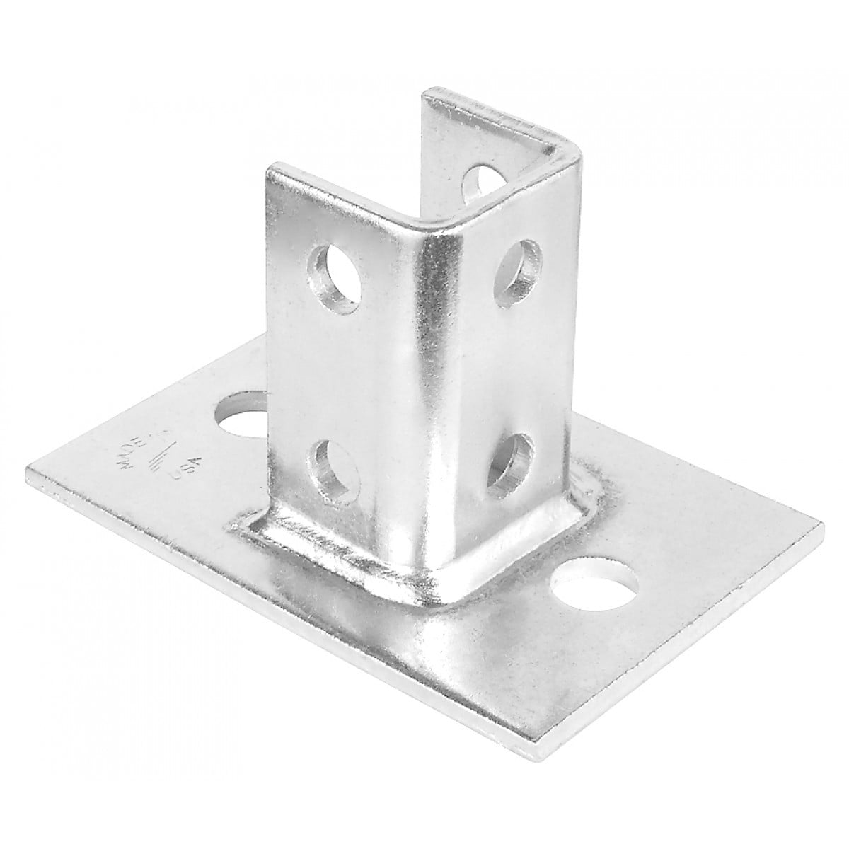 1 Pc, 2 Hole Single Channel Post Base, For 15/8 In. Strut, Zinc Plated