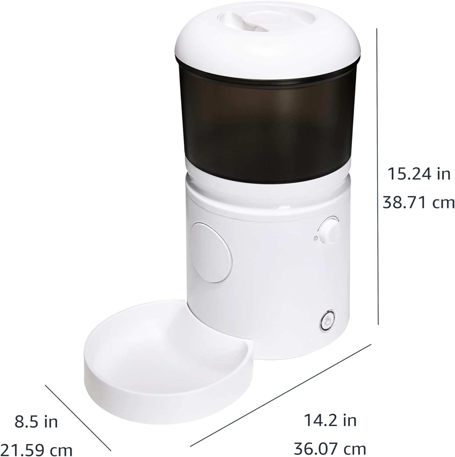 Automatic Cat Feeder with Programmable Voice Recorder, Slow Feed, Portion Control, 4L Capacity, White