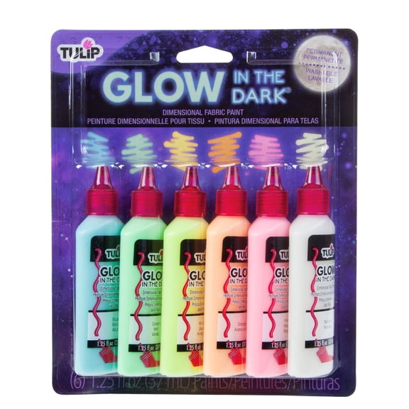 Tulip Puff Paint Glow in the Dark Colors 6-pack, Multi-Surface, Waterproof Craft Paint, Permanent on Fabric