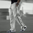 thumbnail image 2 of Men’s Loose Fit Snap Button Track Pants with Side Stripes Drawstring Waistband and Pockets for Sports Casual Wear, 2 of 7