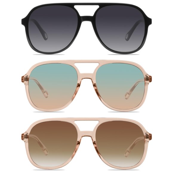 YDAOWKN Gafas de sol de aviador cuadradas retro para mujer y hombre, gafas de sol vintage de los años 70 con doble puente