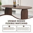 thumbnail image 4 of UHOMEPRO Oval Dining Table, Modern Single Kitchen Table with Double-Column Design, Wood Dining Room Table for Dining Room, Kitchen, Living Room, Brown, 4 of 9