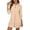 Beige, variant on Women's Shirt Dress, Long Sleeve Button Down Casual Dress with Drawstring, 1PC, S-XXL