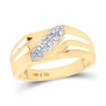 thumbnail image 3 of Yellow-tone Sterling Silver Mens Round Prong-set Diamond Double Row Ring 1/10 Cttw, 3 of 3