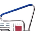 thumbnail image 1 of 250 LBS Load Capacity Pool Handrail, 32 in x23 in Stainless Steel Pool Rail, Silver Railing and Blue Grip Cover for Inground Swimming Pools - Complete Mounting Accessories Included, 1 of 7
