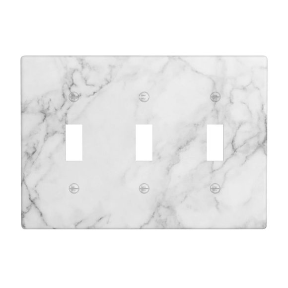 Plaques de Couverture d'Interrupteur de Lumière Motif Marbre Blanc Plaque Murale Décorative Triple Bascule Impression d'Art Faceplate pour Cuisine Maison Décoration de Chambre d'Enfants 6.38 Pouces" X 4.5 Pouces"