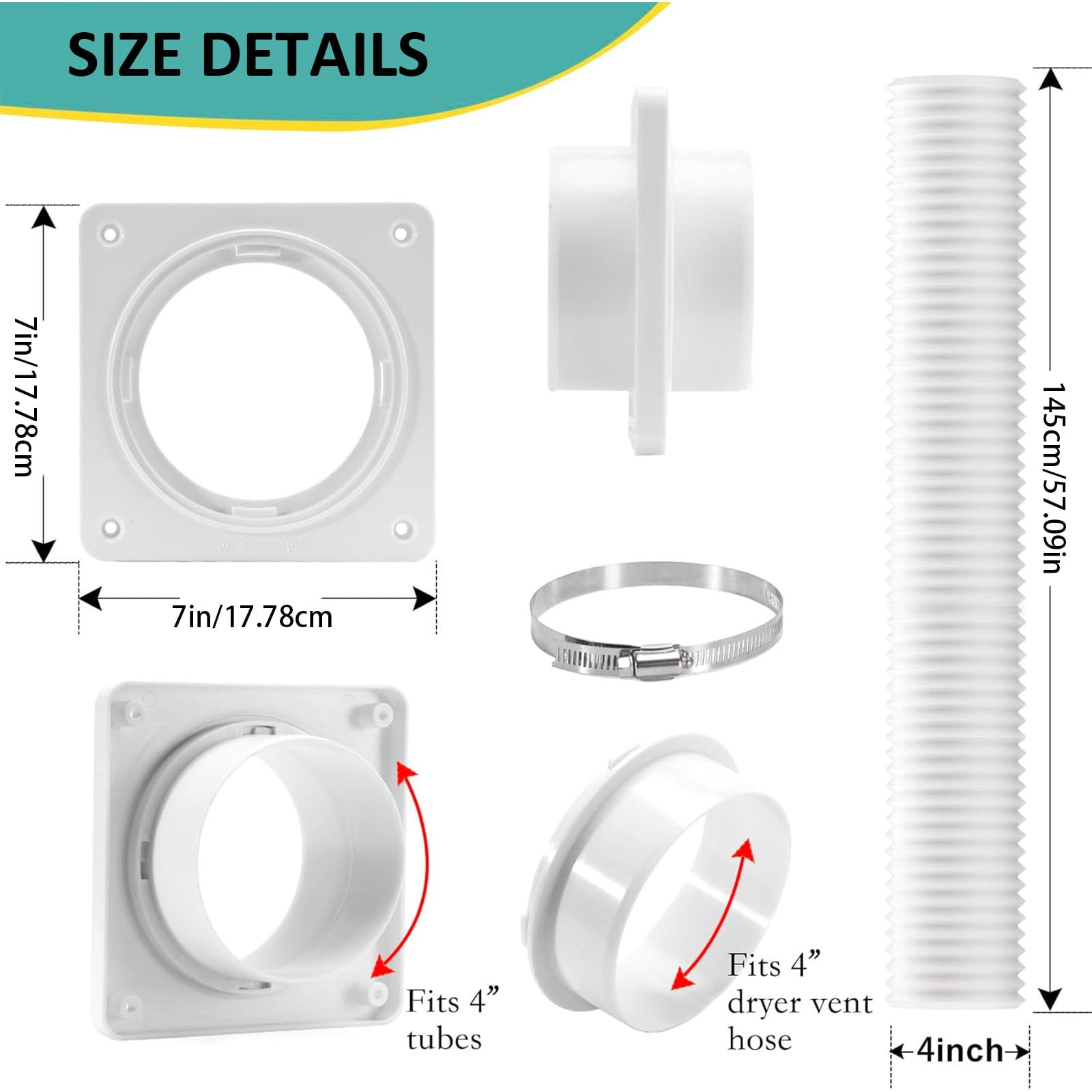 Complete Dryer Vent Kits with Flange Adapter and Aluminum Hose for Full Setup