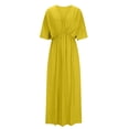 thumbnail image 3 of mtvxesu Robes pour Femmes Grande Taille, Robe Décontractée Mode Couleur Unie Taille Haute Fendue Manches Mi-Longues Col en V Robe Pull, 3 of 5