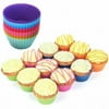 Reusable Silicone Cupcake Baking Cups 12 Pack, 2.75 inch Silicone Baking Cups, Reusable & Non-stick Muffin Cupcake Liners for Party Halloween Christmas,6 Rainbow Colors (Pack of 12,Multicolor)