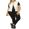 thumbnail image 2 of Unique Bargains Women‘s Plus Size Chest Pockets Single Breasted Denim Sleeveless Jacket, 2 of 7