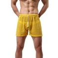 thumbnail image 2 of Penkiiy Hollow New Fashion Men's Loose Sexy Mesh Hollow Sexy Mesh Half Shorts Pants Mens Summer Shorts with Pockets Hiden Drawstring XL Yellow On Sale, 2 of 5