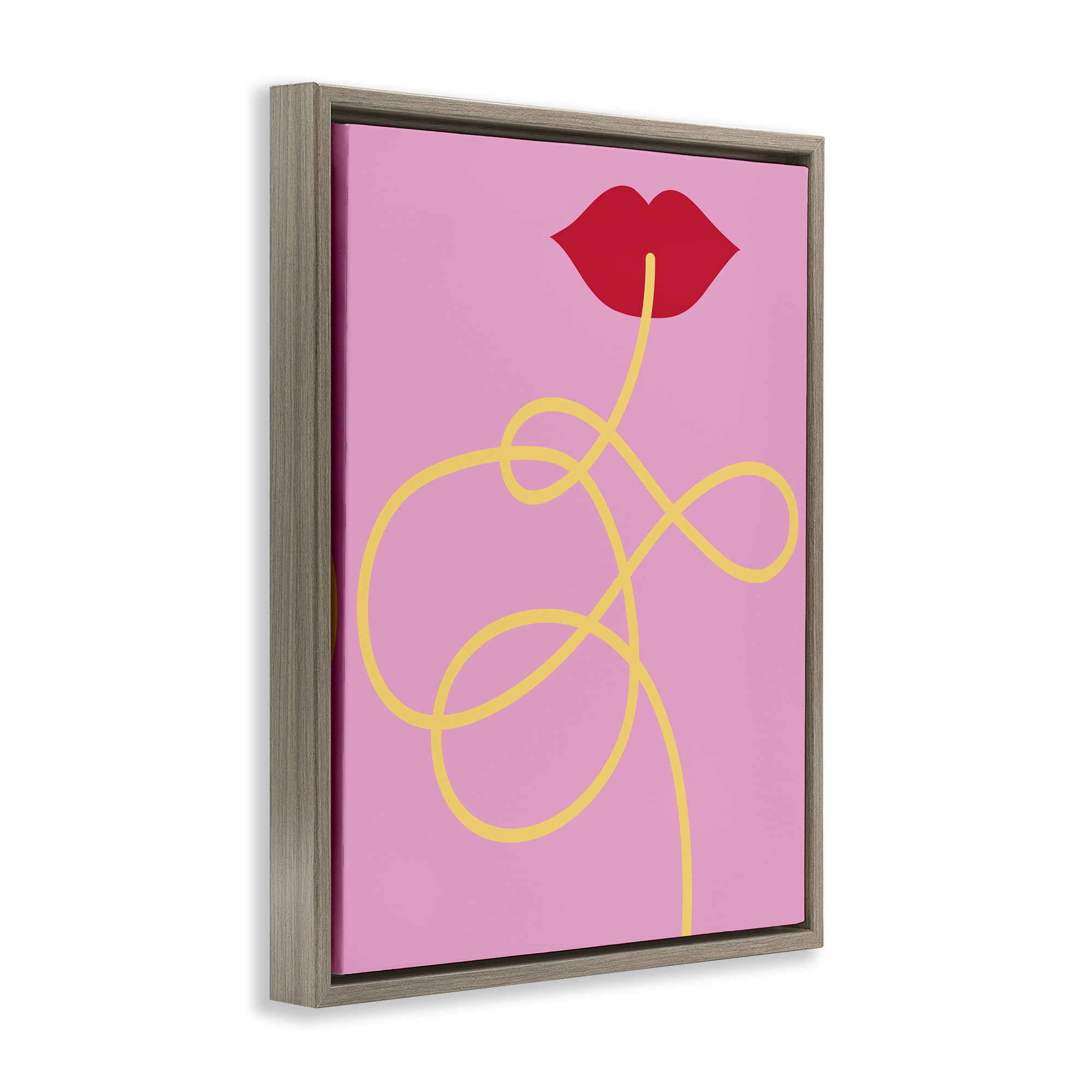 Stupell Industries Pasta Noodle & Lips Food & Beverage Painting Brown Floater Framed Canvas Art Print Wall Art, 25 x 31