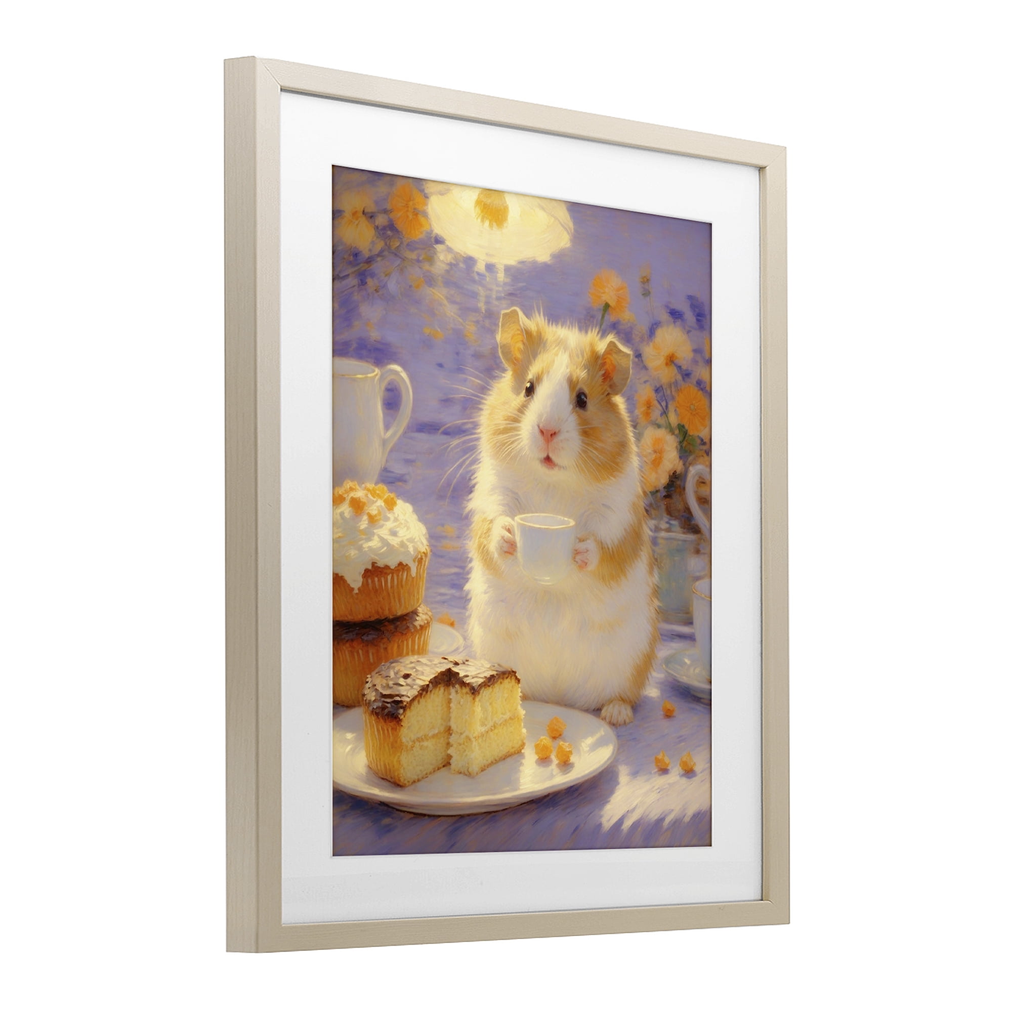 Stupell Industries Hamster Tea Party with Cake Birch Framed Print Under Glass, design by Angie Hawke