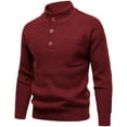 thumbnail image 3 of Chiccall Stand Collar Sweaters for Men Thickened Knit Quarter Button Long Sleeve Pullover Sweater with Pocket, 3 of 5