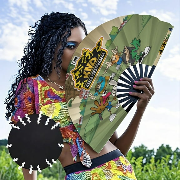 Codename Kids Next Door-theme Folding Fan Chinese Fan Hand Polyester Foldable Fan Fans for Dancing Party Home Suitable for Home, Office, Party