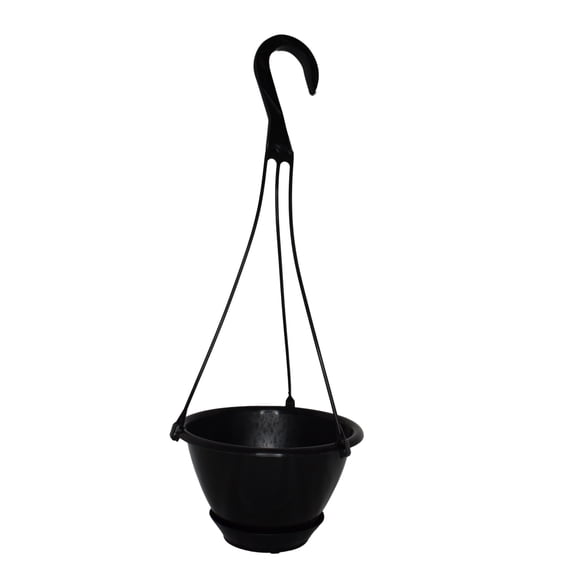 KOBA 6" Mini Hanging Basket with Saucer, Black, Qty. 5