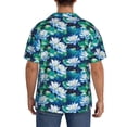 thumbnail image 3 of Kdxio Men's Hawaiian Shirt for Men Short Sleeve Shirt Blue Lotus Flower Summer Casual Holiday Beach Button Down T-Shirts, 3 of 5