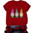thumbnail image 3 of Pompotops T-shirt Imprimé Nain Col Rond de Pâques pour Femmes Manches Courtes Blouse Décontractée Ample, 3 of 6