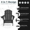 thumbnail image 3 of AreShark Folding Adirondack Rocking Chair,4-in-1 Multifunctional Patio Chair with Retractable Ottoman, Outdoor Chair Wood Texture, Lawn Chair for Porch, Backyard, Pool(Black), 3 of 9