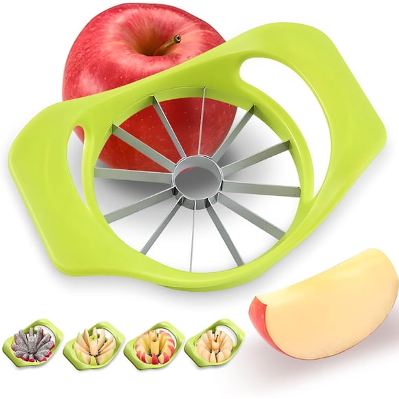 Cortr de manzana profesional de acero inoxidable para manzanas, cortr de descorazonr, divisor, cuña con asa, cómodo de usar, cortr de frutas que ahorra tiempo (12 rebanadas)