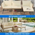 thumbnail image 4 of Dextrus Patio Furniture Wicker Outdoor Bistro Set, All-Weather Rattan Conversation Loveseat Sofa Chairs and Rectangle Table with Umbrella Hole - Beige, 4 of 13