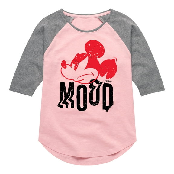Disney - Mickey & Friends - Angry Mickey - Mood - Toddler And Youth Girls Raglan Graphic T-Shirt