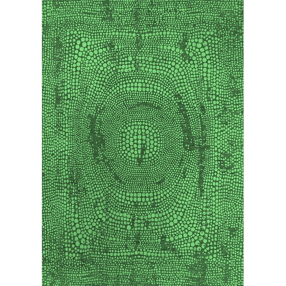 Ahgly Company Indoor Rectangle Oriental Emerald Green Industrial Area Rugs, 5' x 7'